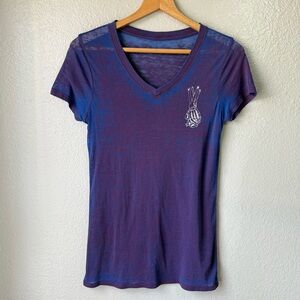 Art Print Purple V-Neck Women's Top